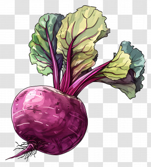 Beetroot - Vivid Beetroot With Leaves Illustration Transparent PNG