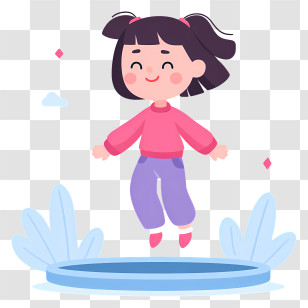 Girl Jumps On Trampoline - Girl Jumping On Trampoline Transparent PNG