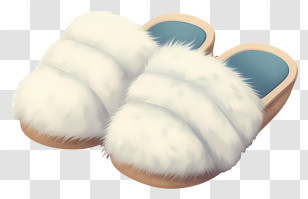 Warm Fluffy Slippers - Fluffy White Slippers For Indoor Comfort Transparent PNG