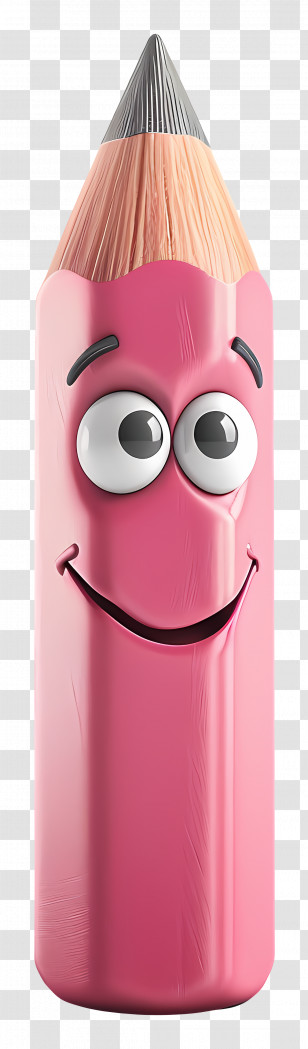 Pencil Cartoon Pink - Pink Smiling Cartoon Pencil Transparent PNG