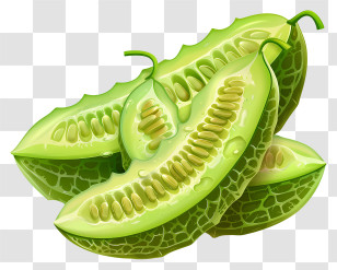 Bitter Melon - Green Melon Slices With Seeds Transparent PNG