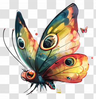 Butterfly - Colorful Butterfly With Vivid Wings Artwork Transparent PNG