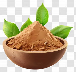 Ginger Powder - Natural Brown Powder In Wooden Bowl Transparent PNG