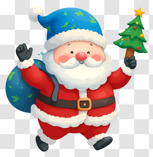 Christmas Santa Claus - Santa Claus With Christmas Tree Illustration Transparent PNG