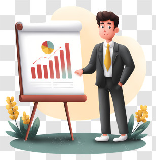 Business Report Presentation - Cartoon Man Giving Presentation Transparent PNG