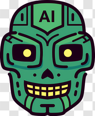 Robot - AI Skull Cartoon Illustration Transparent PNG