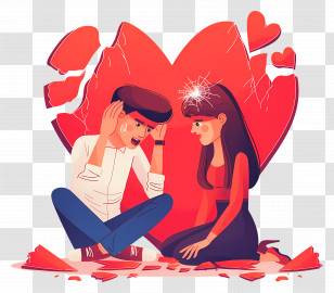 Couple Divorce - Couple In Conflict With Broken Heart Transparent PNG
