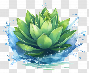 Watercolor Lotus Leaf - Water Splash Succulent Transparent PNG