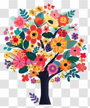 Flower Tree - Beautiful Tree With Vibrant Flowers Transparent PNG