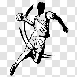Sports - Handball Player Silhouette In Dynamic Motion Transparent PNG