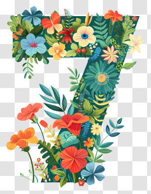 Number 7 - Floral Number 7 Transparent PNG