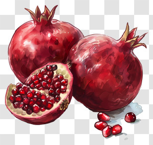 Pomegranates - Fresh Pomegranate And Rich Ruby Seeds Transparent PNG