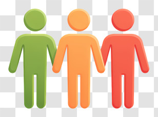 Population Icon - Colorful Stick Figures Symbolizing Unity Transparent PNG