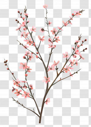 Small Pink Flowers - Cherry Blossom Branch In Bloom Transparent PNG