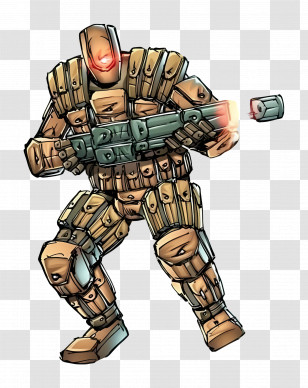 The Pouch - Futuristic Robot Soldier In Battle Transparent PNG