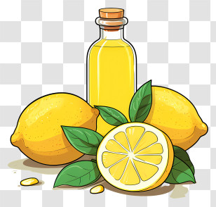 Lemon Oil - Fresh Lemons And Lemonade Bottle Transparent PNG