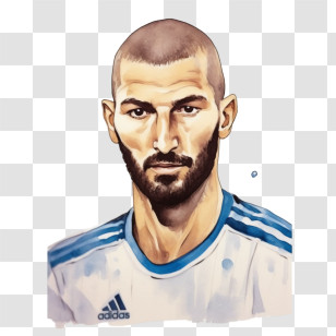 Karim Benzema
 - Cartoon Portrait Of A Man In Sports Jersey Transparent PNG