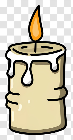 Cartoon - Cartoon Candle With Dripping Wax And Flame Transparent PNG