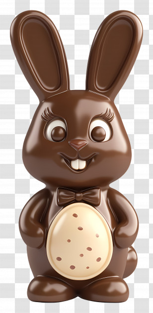 Chocolate Easter Bunny - Cute Chocolate Bunny With Bow Tie Transparent PNG