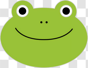 Icon - Cute Green Frog Face Cartoon Illustration Transparent PNG