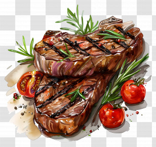 Steak - Grilled Steak With Rosemary And Vegetables Transparent PNG