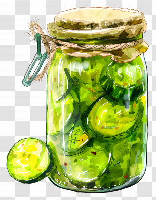Green Mango Pickle - Jar Of Pickles Transparent PNG