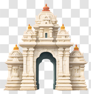 Hindu Temple Arch - Illustration Of A Grand Temple Transparent PNG