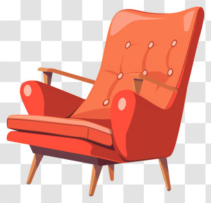 Arm Chair - Red Upholstered Armchair Illustration Transparent PNG