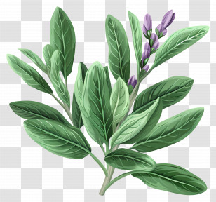 Sage Herbs - Sage Plant Botanical Illustration Transparent PNG
