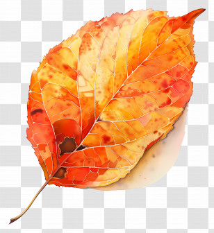 Watercolour Leaf - Orange Autumn Leaf Illustration Transparent PNG