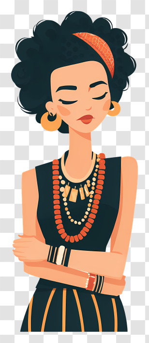 Woman With Beaded Jewelry - Stylish Woman With Accessories Transparent PNG