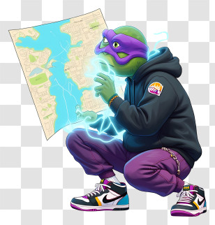Teenage Mutant Ninja Turtle - Hooded Mutant Turtle With Map Transparent PNG