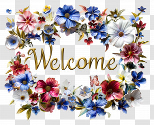 Welcome - Beautiful Welcome Floral Frame Illustration Transparent PNG