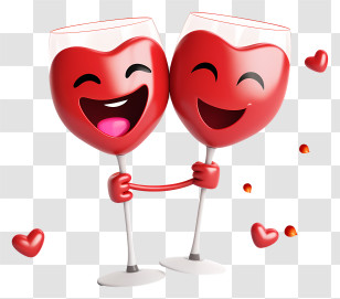 Emoji - Heart Wine Glasses In Love Transparent PNG
