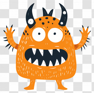 Halloween Monster - Adorable Cartoon Monster With Spiky Details Transparent PNG
