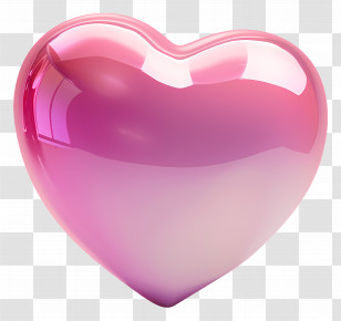 3d Heart - Glossy Pink Heart Love Symbol Transparent PNG