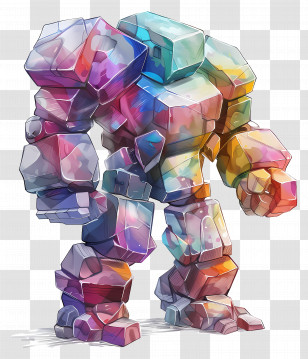 Roblox - Vibrant Colorful Fantasy Stone Golem Illustration Transparent PNG