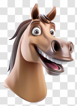 Emoji - Cartoon Horse Character With Happy And Lively Expression Transparent PNG