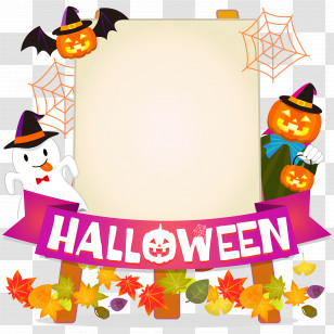 Halloween Board - Festive Halloween Frame With Pumpkins And Spider Webs Transparent PNG