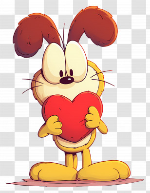 Cartoon Character - Cartoon Dog Holding A Heart Illustration Transparent PNG
