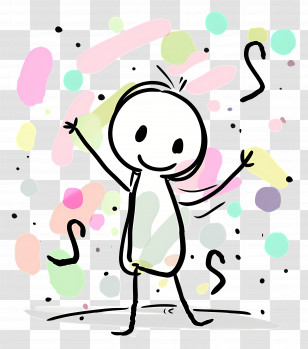 Happy Stick Figure - Happy Stick Figure With Confetti Transparent PNG