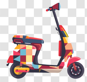 Red Electric Scooter - Colorful Scooter Illustration Transparent PNG