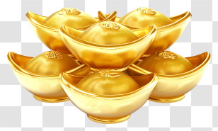 Chinese Gold Ingots Illustrate - Stack Of Gold Ingots For Prosperity Transparent PNG