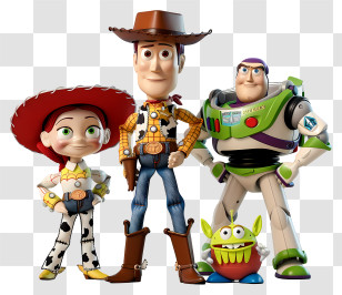 Toy Story - Group Illustration Of Animated Characters In Western And Space Themes Transparent PNG