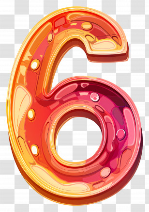 Number 6 Shiny Colorful Number Six PNG