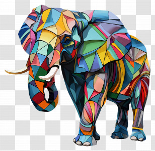 Elephant - Colorful Geometric Elephant Illustration Transparent PNG