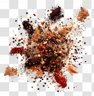 Spice Explosion - Variety Of Colorful Spices In Splash Shape Transparent PNG