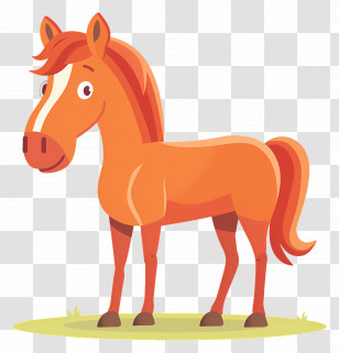 Cartoon Horse - Orange Cartoon Horse Illustration Transparent PNG