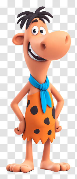 Prehistoric Caveman - Friendly Caveman Cartoon In Orange Tunic Transparent PNG