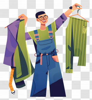Man Holding Clothes - Fashion Designer Showcasing New Clothes Transparent PNG